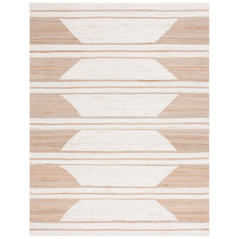 Cedarpoint Natural Fiber Hand Woven Jute/Wool/Cotton Geometric Rug in Natural/Ivory, Square 6'