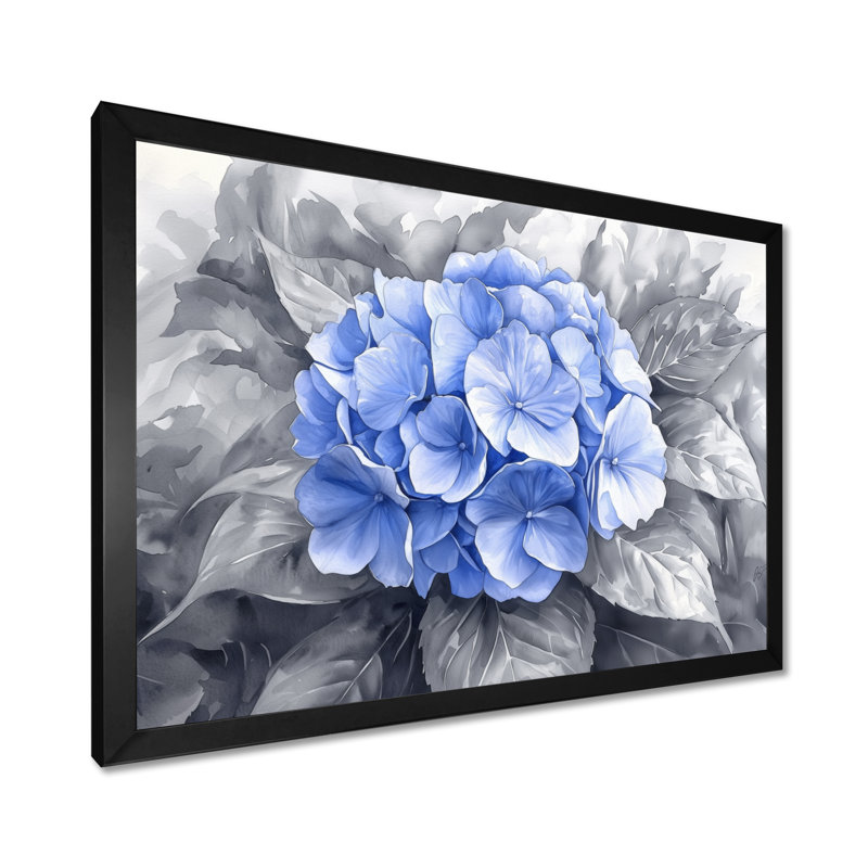 Jacynda - Floral Wall Art, Impression d'un seul cadre photo, Noir, noir, noir, noir, H 12 po x l 20 po