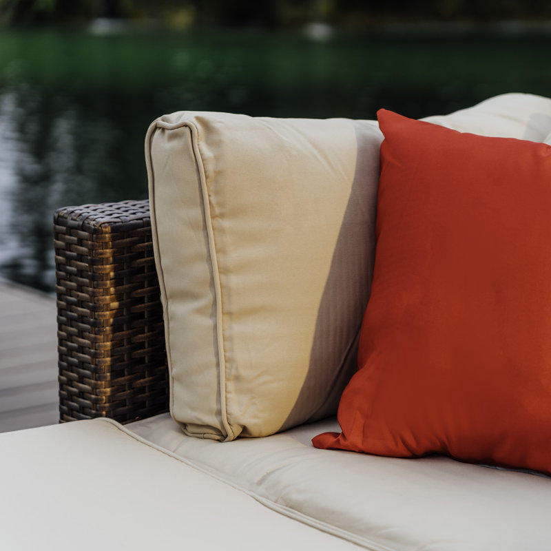 Slunce 4 - Person Outdoor Seating Group with Cushions (Set Of 5), Brown Frame/Beige Cushion