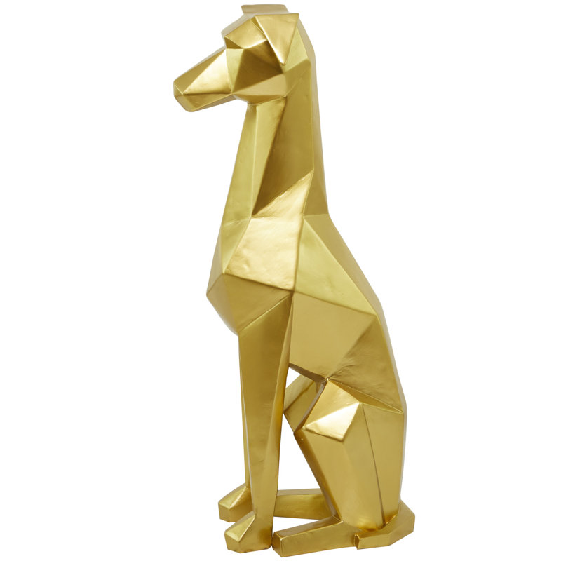 Gold Geometric Resin Dog Sculpture