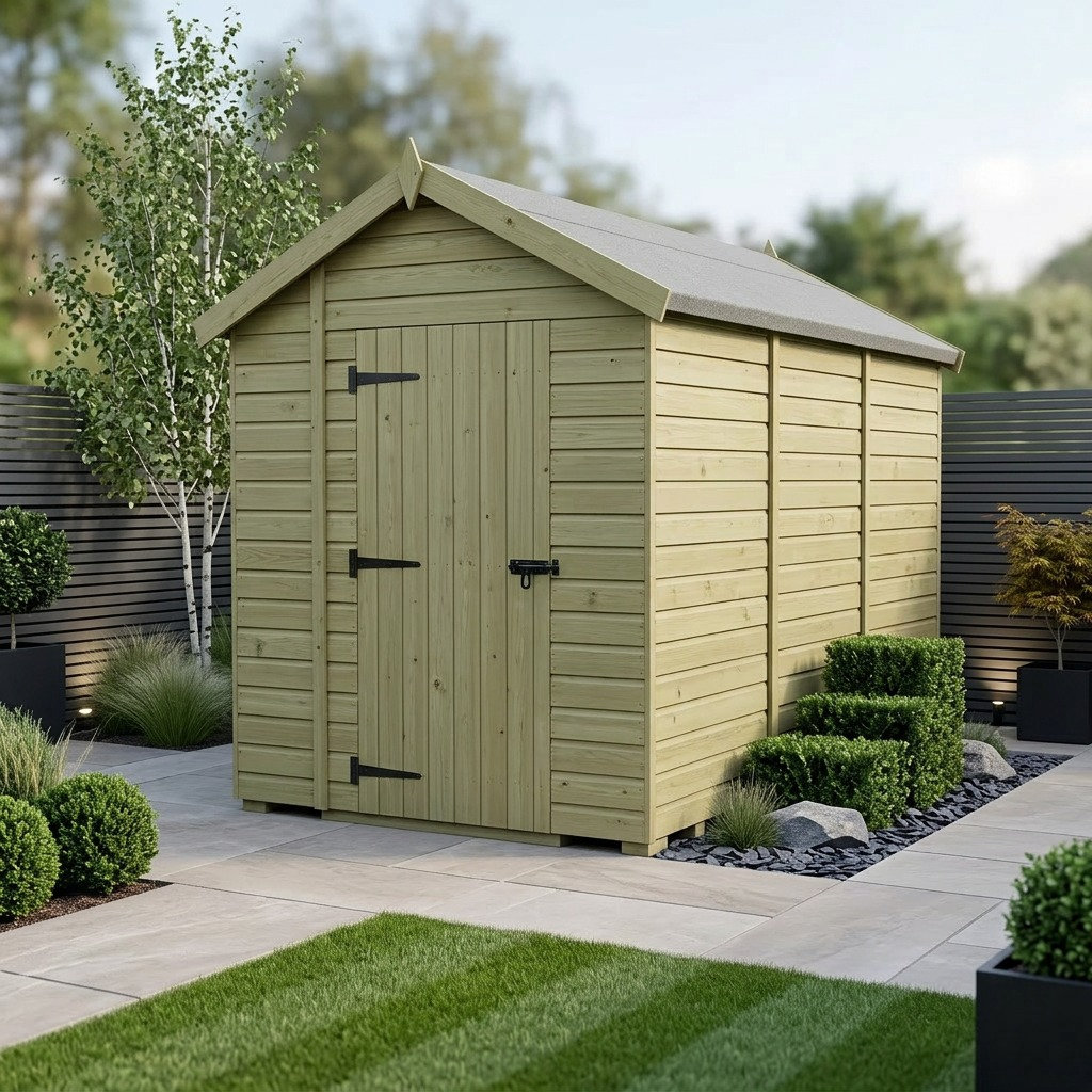 Total Sheds 7ft x 12ft Apex Garden Shed - Single Door - No Windows - Pressure Treated Timber - UK Manufactured