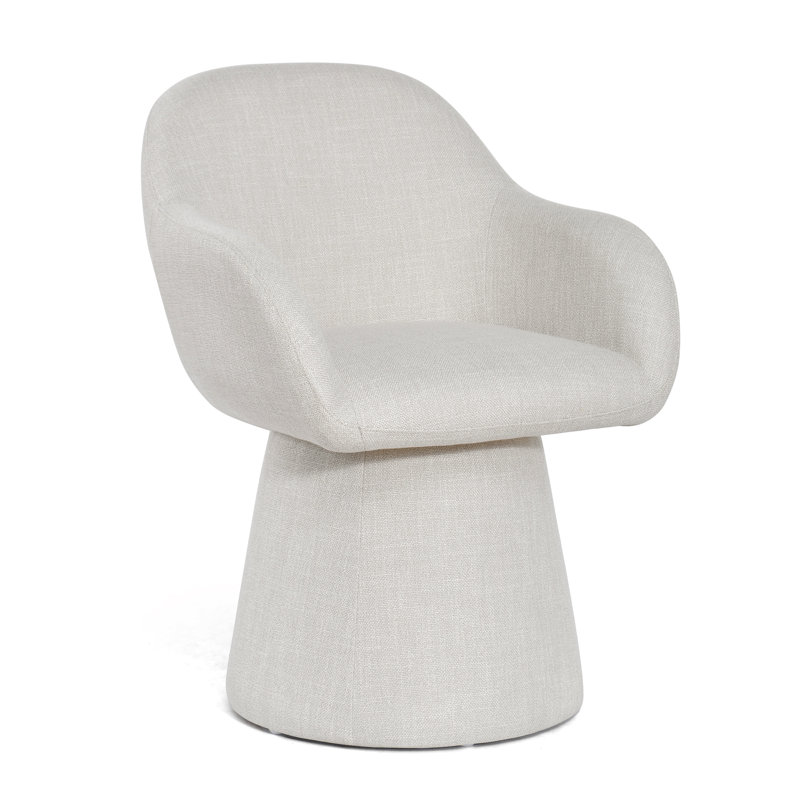 Linen Upholstered Barrel Side Chair