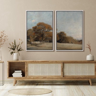 «Autumnal Oak Majesty Rustic Landscape», 2 pièces sur toile