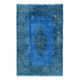Blue Overdyed Vintage Persian Kerman rug 5'9'' X 8'11''
