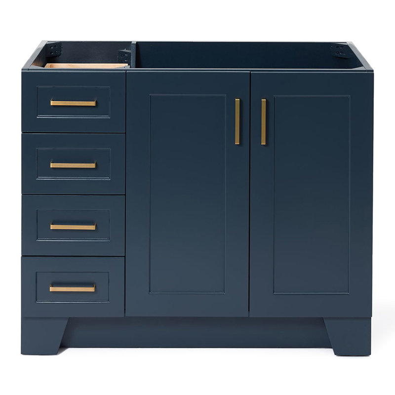 Base de meuble-lavabo simple en bois massif 42 po Sawyer, Bleu minuit