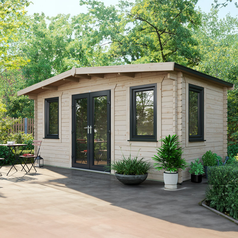 Powersheds Apex 8 x 16ft Chalet Log Cabin, Doors Central - 44mm