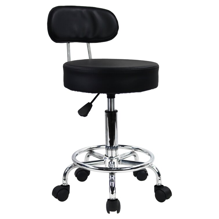 Drafting Chair with Back, Adjustable Foot Rest Rolling Stool