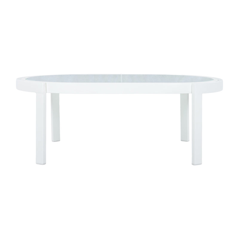 Table basse d'extérieur moderne avec plateau en verre trempé