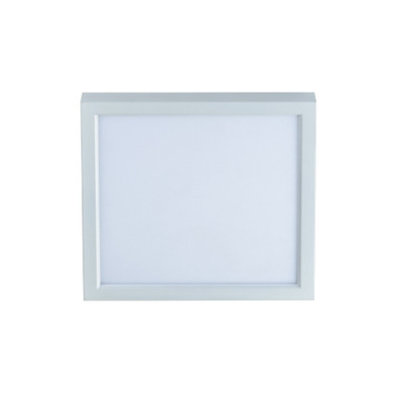 11"w 1-Light Square Low Profile LED Flush Mount Light White Acrylic Finish, RP Lighting