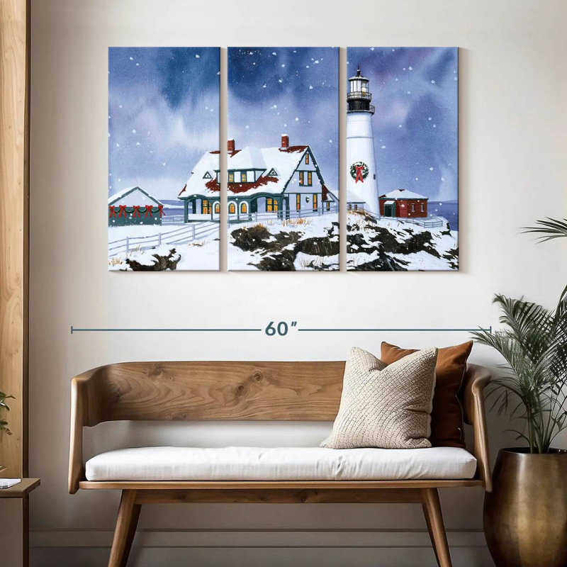 Aletra Lighthouse In Winter, 32" H x 50" W