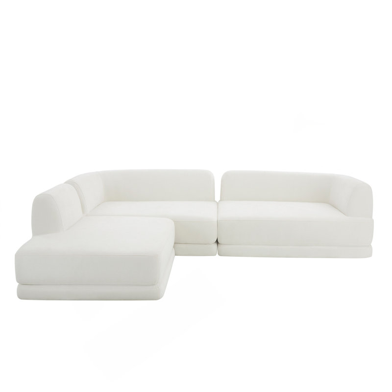 Canapé modulaire en forme de L de 115 po avec éponge et chaise longue entièrement compressée haute densité, ensemble de 3 pièces à assise profonde, faisant face à la droite et assemblé à la main, parfait pour le salon ou le salon