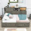 Lit de jour en bois avec 3 tiroirs de rangement et tablettes Auddis-62126739-62126738
