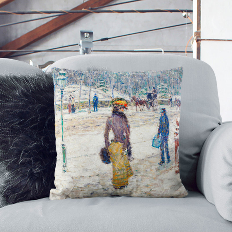 New York Street Square Throw Cushion, 40cm H x 40cm W x 15cm D, Black