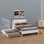 Grand lit plateforme en bois avec rangement, 2 grands tiroirs et un lit gigogne coulissant T-XL-117322680