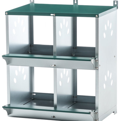 4 Compartment Metal Chicken Nesting Boxes, Color, 26.09 Inches Tall, Easy To Clean And Maintain Galvanized Steel Hue, 17.18 Wide, Comfortable Egg Laying Shelter For Flock
