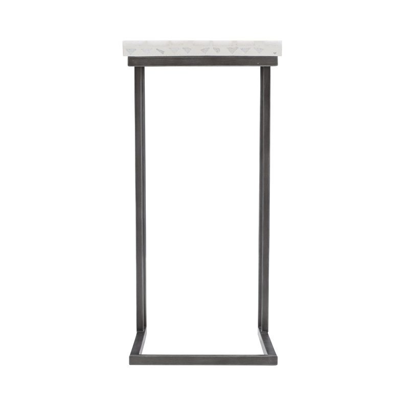 Gray Terrazzo Top Rectangular Side Table with Stainless Steel Base