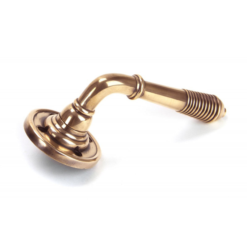 Polished Bronze Reeded Lever on Rose Set