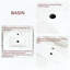 Meuble-lavabo de salle de bain autoportant seulement, avec trois tiroirs à fermeture douce et poignées métalliques personnalisables, blanc et noir