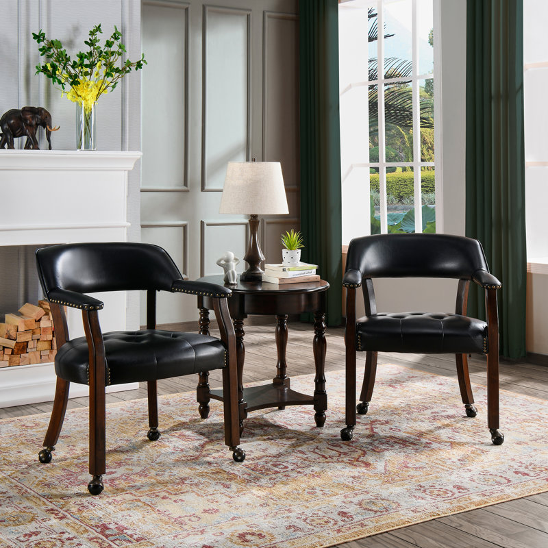 Chaise de poker avec accoudoirs pivotants capitonnés noir LUMera Collection, Noir, Espresso