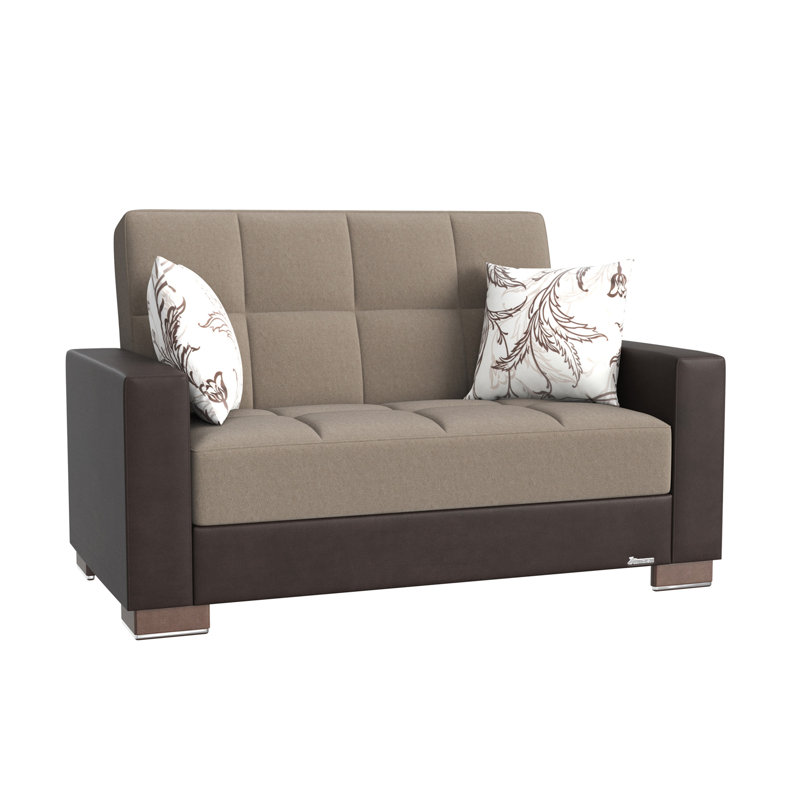 Causeuse convertible avec rangement en polyuréthane beige / brun Primenest Collection Zenaero, Brun / Sable