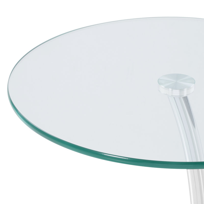 Glass Top Pedestal End Table