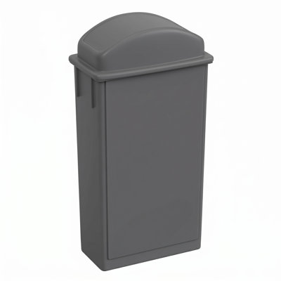 23 Gallon Gray Slim Rectangular Plastic Trash Can with Swing Dome Lid and Venting Channels