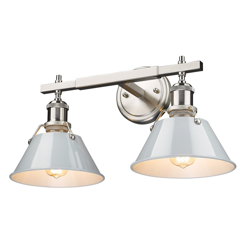 Felda Dimmable Steel Vanity Light, Rubbed Bronze, Pewter, 2 Lights