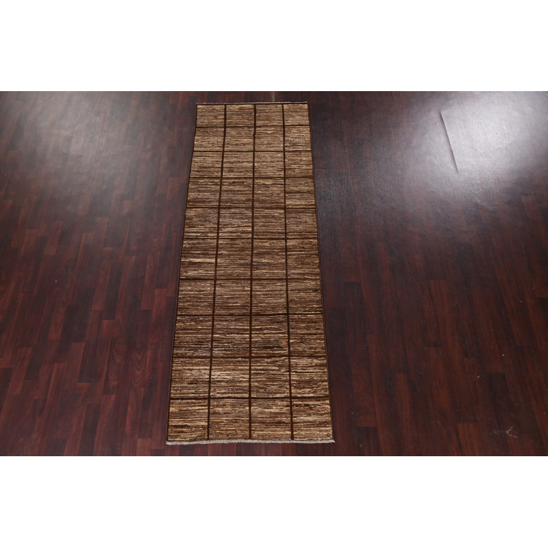 Checkered Gabbeh Runner Rug 3x9