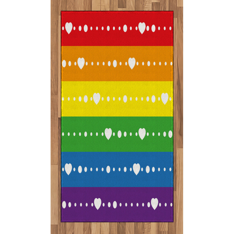 Rainbow High Density Long Fiber Poly Threads Decorative Area Rug Carpet, Rectangle 2'7" x 5'
