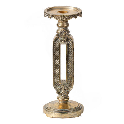 D4.3X11" Antique Gold Cutout Candle Holder