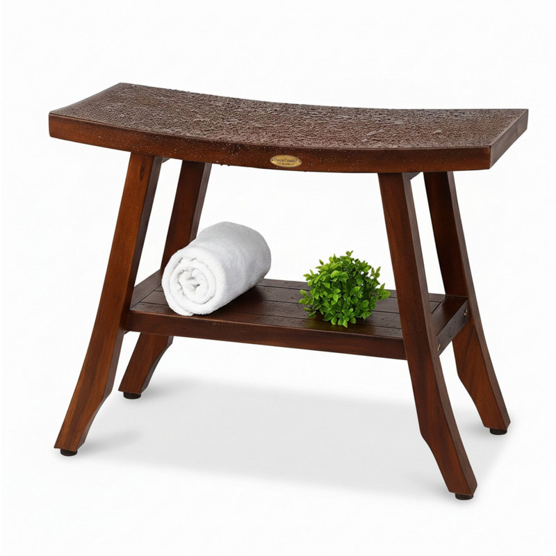 DecoTeak Satori DecoTeak, Teak Shower Stool, Teak Shower Shaving Foot Rest, Teak Shower Shaving Stool, in Woodland Brown