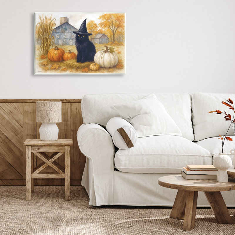 Plaque murale «Witch Cat Autumnal Farm», conception par Antony Smith, H 13 po x l 19 po