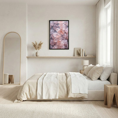"Rose Quartz Crystals" avec gouttelettes d'eau, art mural