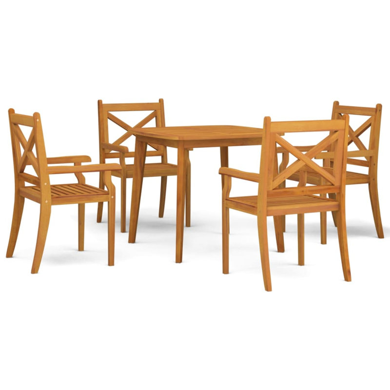 Prentis 4 - Person Acacia Wood Patio Dining Set with Square Table, 33.5'' L x 33.5'' W x 29.5'' H