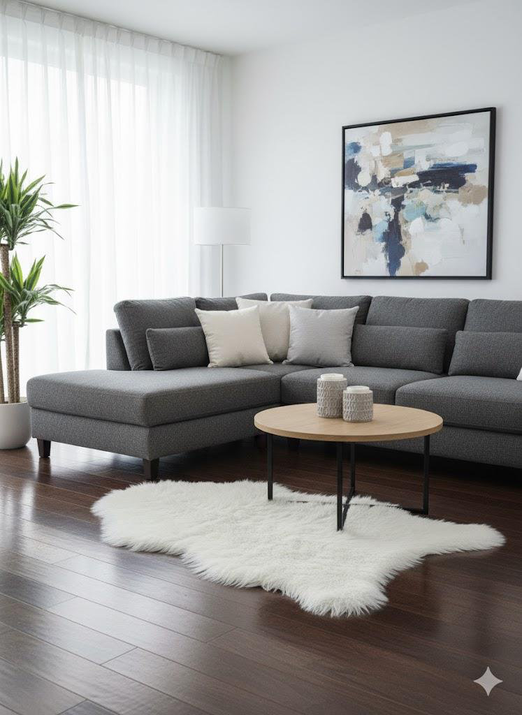 Solid Colour Faux Fur 60cm X 90cm Area Rug