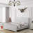 Upholstered Bed with Diamond Button, Modern Bed Frame with Galaxy Projector, No Box Spring Needed & Noise-Free Sturdy Wood Slats, PU-1586770351-1586770349