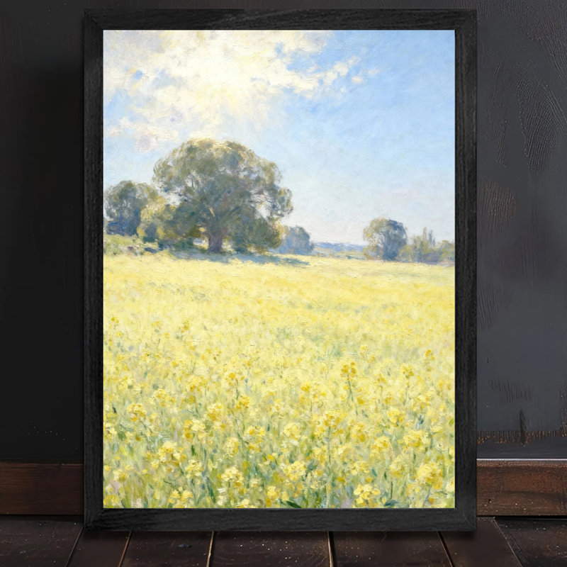 Art mural moderne moderne dans un cadre en bois noir avec fleurs jaunes, cadeau d'art mural parfait pour la décoration de maison et d'appartement