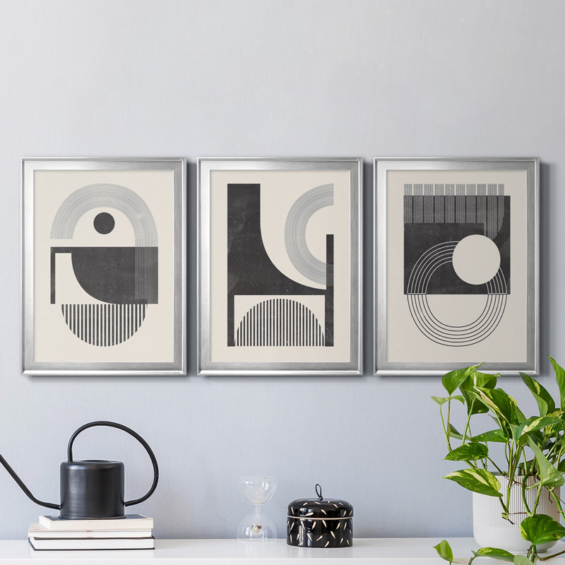 " Unknown Space I " 3 - Pieces, Silver, 36.5" H x 79.5" W x 1" D