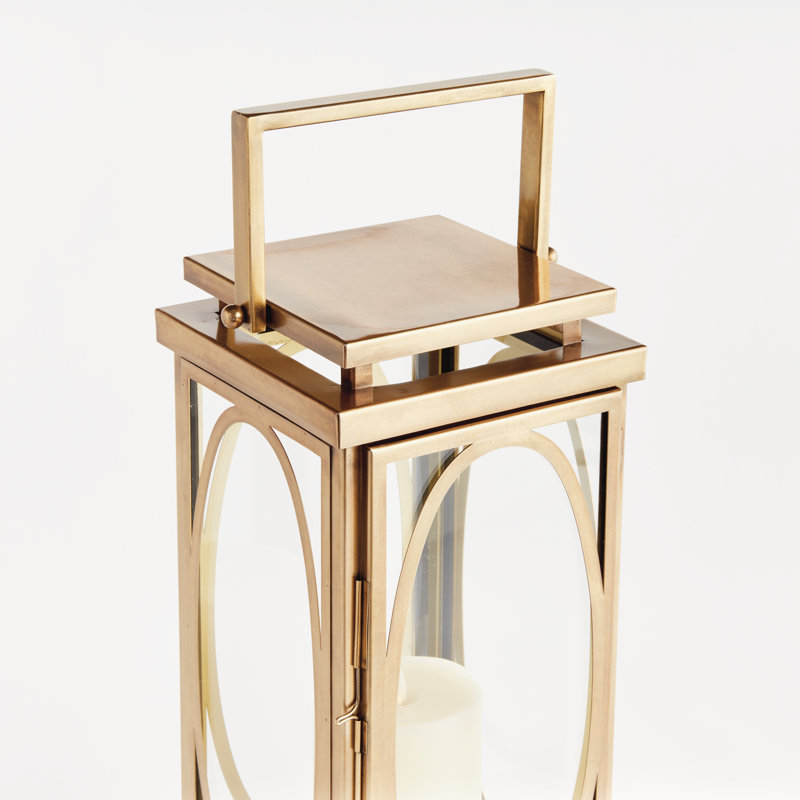 Jace Lantern, Gold, 18" H x 8" W x 8" D