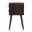 Table de chevet courbée en bois noyer de Californie, 2 tiroirs, pieds nordiques, brun foncé