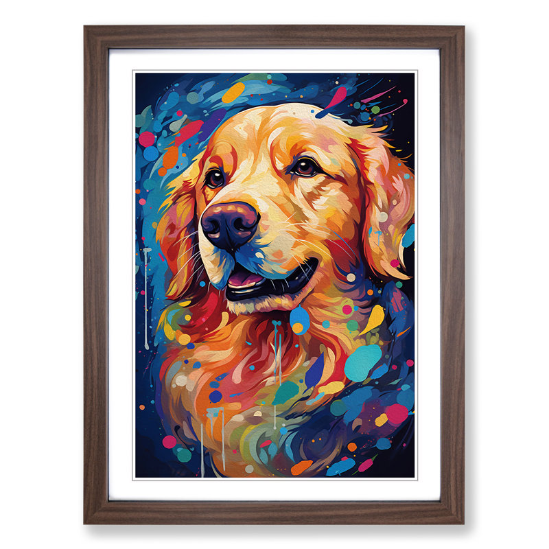 Golden Retriever Futurism Art - Framed Print, Walnut Framed, 46cm H x 34cm W