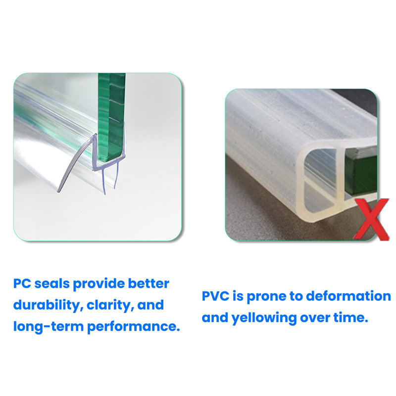 Joint inférieur de porte de douche en polycarbonate 36 "pour verre 3/8" (10mm), paquet de 3