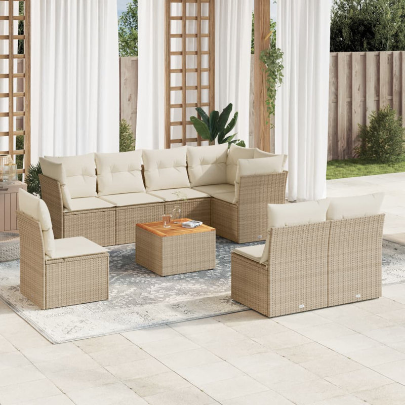 Ensemble de canapé de jardin Vidaxl, Beige, Blanc