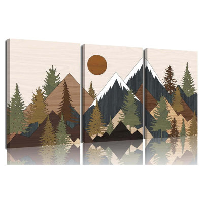 3 Piece Mountain Canvas Wall Art 30x40cm