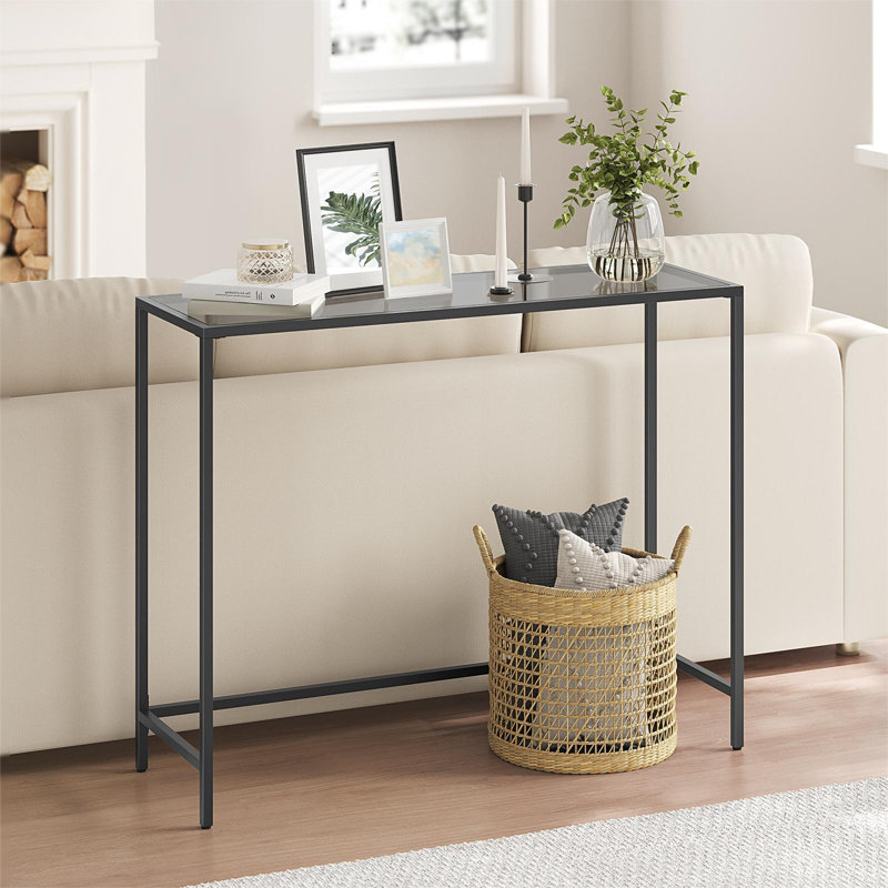 Joffe 100cm Glass Top Console Table, Black