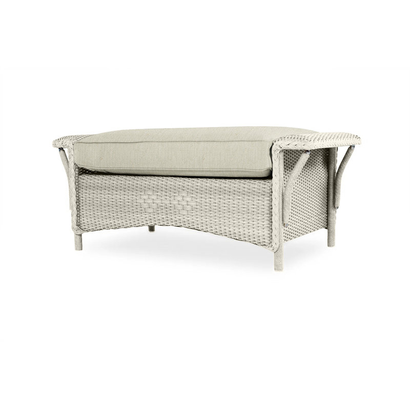 Nantucket Outdoor Ottoman, Flagship Lapis Sunbrella®, Linen