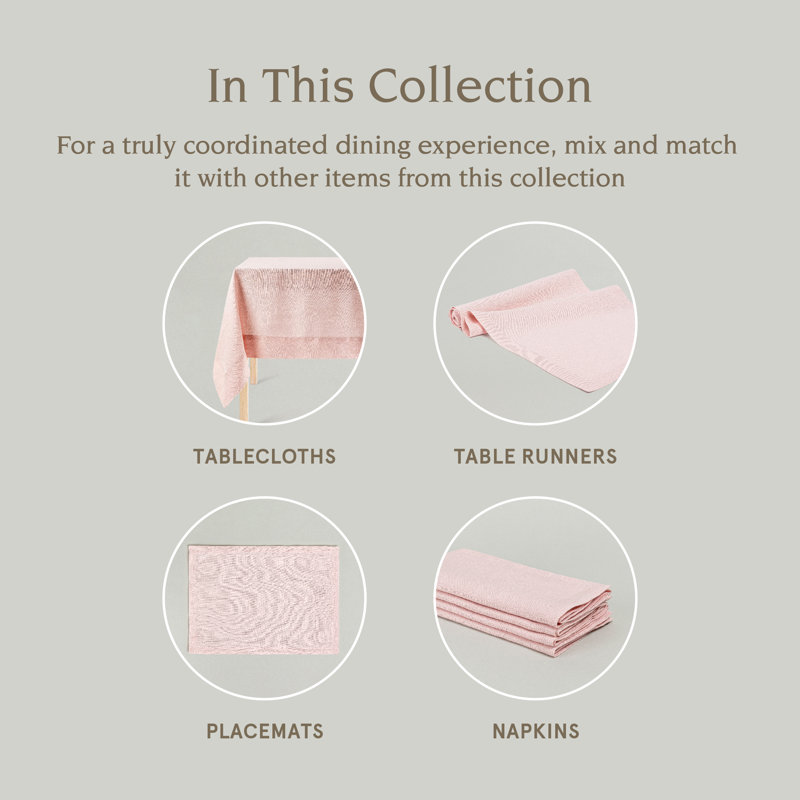 over&back Washed 100% Linen Table Runner - Machine Washable, Pink, 18" W x 108" L