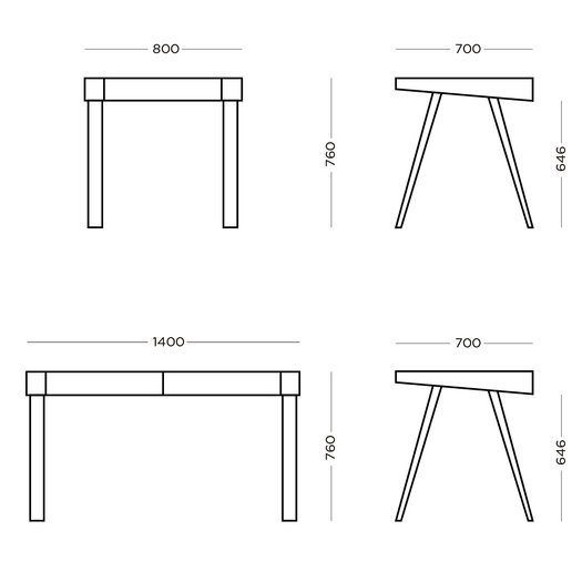 Avice Solid Wood Writing Desk, 70cm H x 80cm W x 76cm D, Lithuanian Ash