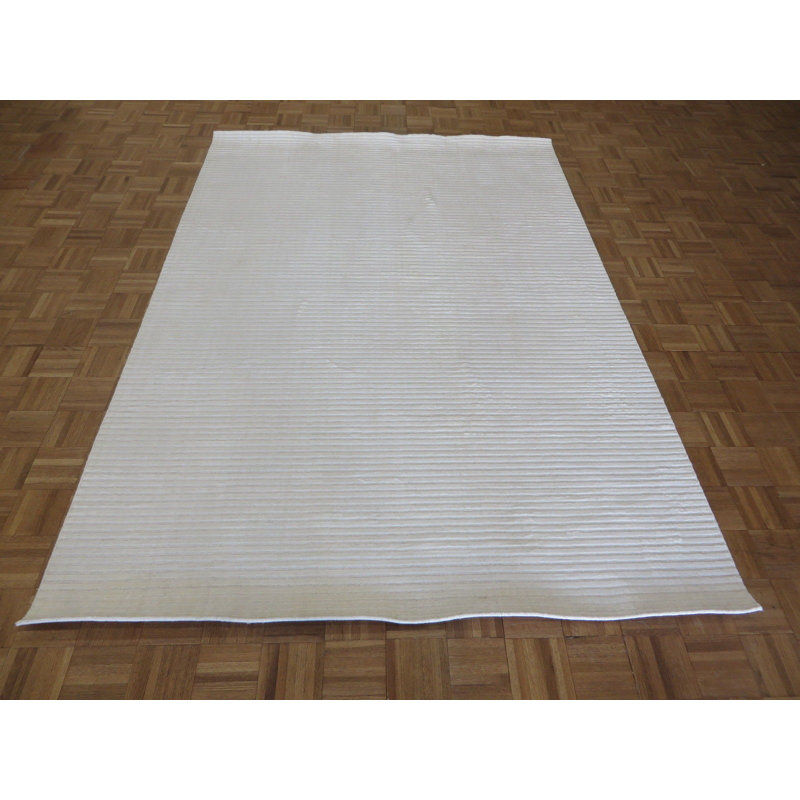 Tapis en soie rectangulaire 6 pi 2 po x 9 pi à main one-of-kind noué la Domonique