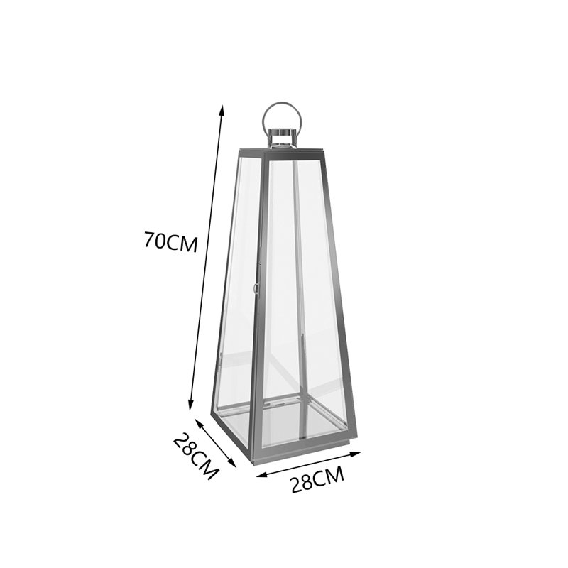 Stainless Steel Tabletop Lantern, 70cm H x 28cm W x 28cm D